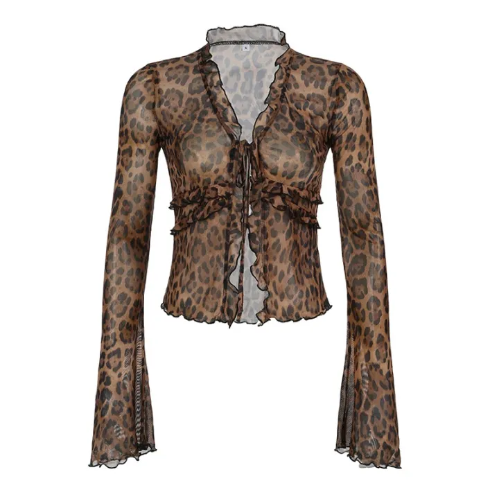 CIBBAR%20y2k%20Sexy%20Mesh%20Crop%20Top%20Vintage%202000s%20Leopard%20Print%20Ruffles%20Patchwork%20Bandage%20Cardigan%20T-shirts%20Women%20Transparent%20Club%20Tee%20-%20Image%206