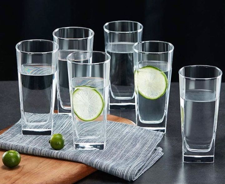 6%20Pieces%20Transparent%20Solid%20Drinking%20Glass%20Set-Red%20Cherry%20Water%20Glass%20285%20Ml%20Glass%20Cup%20Glass%20Mug%20Microwaveable%20and%20Dishwasher%20Safe%20Pack%20Square-shaped%20-%20Image%204