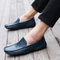 【ZIME】Men's Leather Casual Shoes Outdoor Fashion Men Loafers Spring Autumn Cow Leather Loafers Soft Comfortable Male Business shoes. 