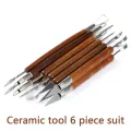 6PCS Sculpting Tool Pottery Tools Wood Handle Pottery Set Wax Carving Sculpt Smoothing Polymer Shapers Pottery Clay Ceramic Tool. 