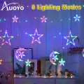 Auoyo LED Curtain Light Curtain String Light Star Curtain Light Moon Lighting String Twinkle Window Lights 3.5M Curtain Lights Transparent Strand 8 Modes Waterproof Crescents and Stars Lights for Indoor Outdoor Home Decorative EU Plug. 