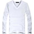 2024 Elastic Mens T-Shirt V-Neck Long Sleeve Men T Shirt For Male T-Shirts Man Clothing TShirt Brand Tees. 