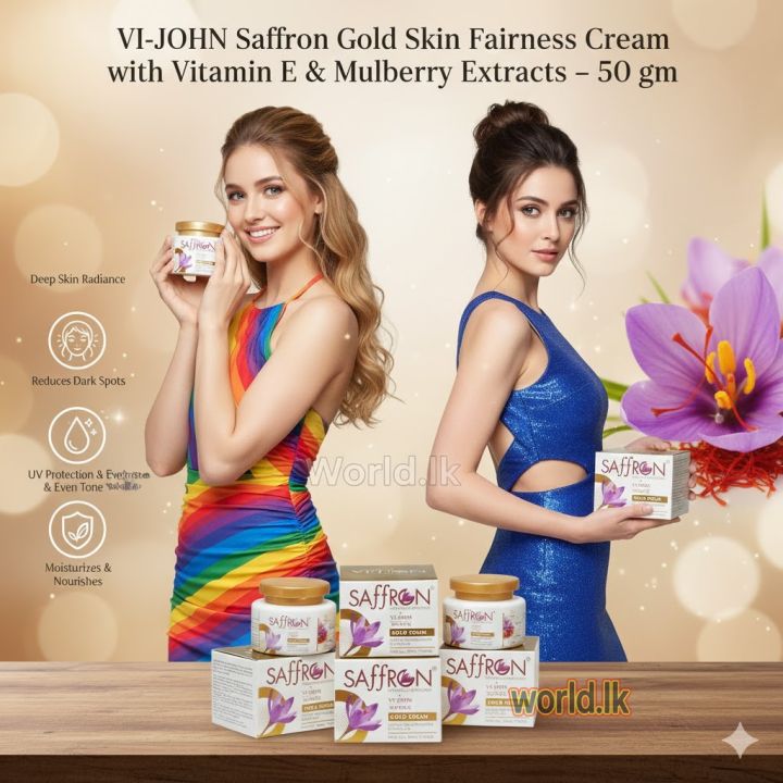 VI-JOHN Saffron Gold Skin Fairness Cream with vjsg Vitamin E & Mulberry ...