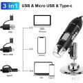1600X 3in 1 Digital Microscope Camera with Stand Portable Electronic Microscope For Soldering LED Magnifier Type-C USB Android. 