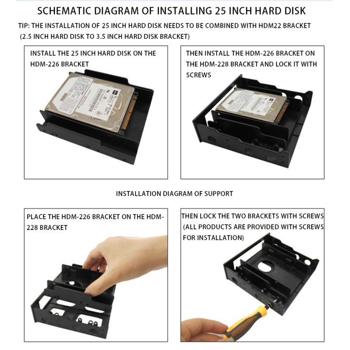 Hard%20Drive%20Mounting%20Bracket-1%20x%203.5%20inch%20to%205.25%20inch%20Drive%20Bay%20Computer%20Case%20Mounting%20Bracket%0D%0A1%20pack%20x%20screws-Black%20-%20Image%206