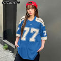 Womens T-shirt Short Sleeve Number 77 Retro Sports Jersey Plus Size Crew Neck Top 3D Printed Street Popular Clothes. 