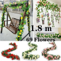 Rose Vine Flowers Plants Artificial Flower Hanging Rose Ivy Home Hotel Office Wedding Party Garden Craft Wedding Art Decor. 