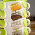 16 Pcs Spice Rack - Green 4 Layers Revolving Spice Rack Set Plastic Revolving Spice Jar Rack Useful Kitchen Condiment Containers Kitchen Tools Floraware Revolving 16 Jars Spice Rack, Kitchen Masala Box,. 