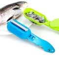 2 In 1 Plastic Fishing Scale Brush Built-in Fish Cutter Fish Skin Brush Scraping Fast Remove Fish Knife Cleaning Scaler Scraper. 