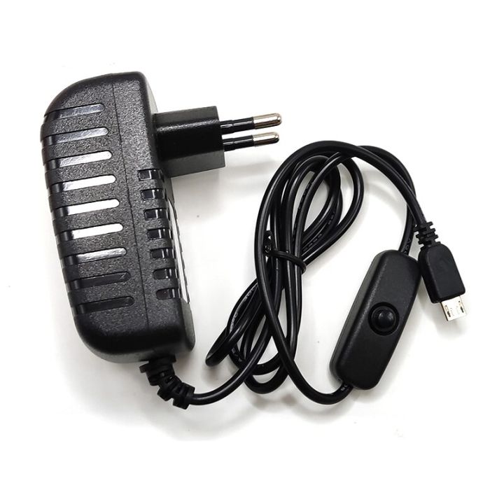 100-240V AC/DC 5V 3A Power Supply Switch Button Power Adapter Charger Micro USB Port 5V 3A for Raspberry Pi 3 Model B+ plus