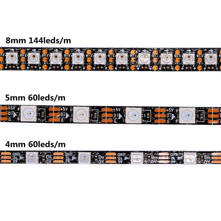 5v Ws2812b Led Strip 60/144 Leds/m Narrow 8mm 5mm 4mm Ws2812 Individually Addressable Black/white Ip30/65/67 Smart Rgb