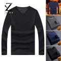 Zentora Men Fleece Long Sleeve Shirt Men's Winter Plush Warm O Neck Long Sleeve Pullover Shirt Plus Size Bottoming Top Men Base Layer Top. 