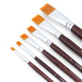 Flat Paint Brush Set 6pcs for Acrylic Watercolor Gouache Oil and Body Painting. 