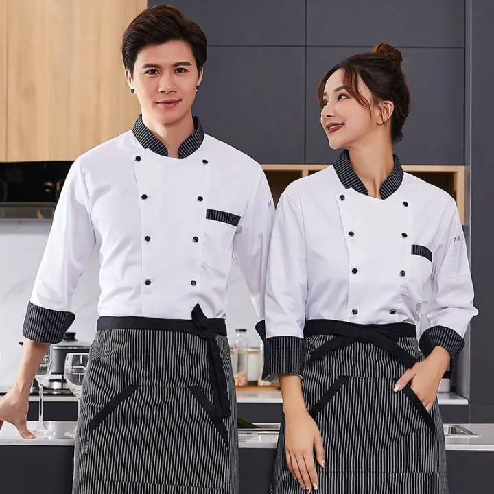 Dining%20Chef%20Overalls%20Short%20Sleeve%20Summer%20Restaurant%20Hotel%20Kitchen%20Work%20Clothes%20School%20Canteen%20Kitchen%20Clothes%20Long%20Sleeve%20-%20Image%202