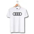 Audi white Tshirt  unisex  tees  designer tees  crew neck  silver white  red  blue  black. 