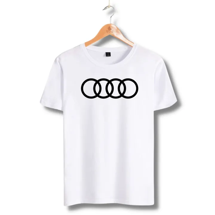 Audi white Tshirt  unisex  tees  designer tees  crew neck  silver white  red  blue  black