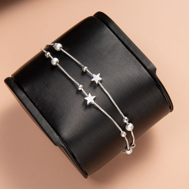 Women%20Double%20Layer%20Star%20Pendant%20Chain%20Bracelets%20Girls%20Sweet%20Charm%20Bangle%20Ladies%20Korean%20Jewellery%20Accessories%20Beads%20Bracelets%20-%20Image%202