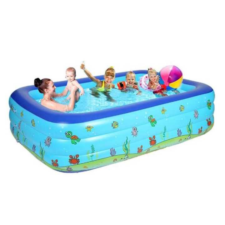 Inflatable Giant Family Pool Rectangular Swimming Pool Premium Quality 3 Layers Bathing Tub Kids Summer Indoor Outdoor Playing Pool for Baby/Children/Family