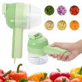 4 in 1 Portable Electric Vegetable Cutter Set,Gatling Vegetable Chopper Mini Wireless Food Processor,Garlic Chili Onion Celery Ginger Meat Garlic Chopper with Brush. 