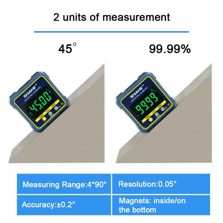 SHAHE%202-in%201%20Magnetic%20Digital%20Level%20And%20Angle%20Finder%20Inclinometer%20Bevel%20Gauge%20With%20Hold%20Function%20Backlight%20And%20Magnetic%20Base%20-%20Image%204
