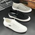 European Station Summer Ice Silk Cloth Shoes Men's Board Shoes Breathable White Shoes Korean Style Trendy All-Match Crocodile Embroidered Canvas Shoes. 