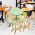 Pretend Play Outdoor Dinign Table and Chair Set Exquisite Activity Picnic Dinner Toys Picnic Table with Parasols for Birthday Gift Preschool. 