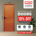 Bathroom Door Walnut Finish with Frame (Full Panel-Right Side Open). 