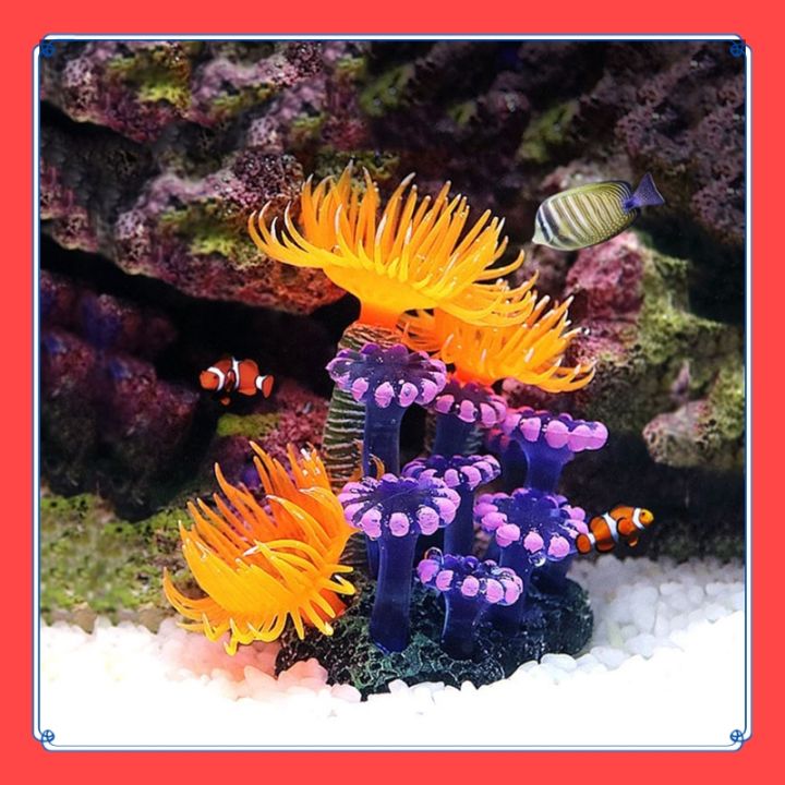 VibeVendor Aquarium Coral Decoration Artificial Fish Coral Aquatic Sea Anemone Ornament