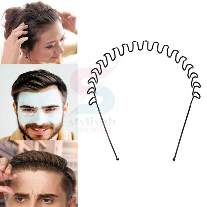 Wavy Spring hair band-Black