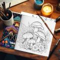 Fungi Coloring Book 24 Page Books Gift For Birthday Party Relieve Stress Kill Time Graffiti Painting Drawing Art. 