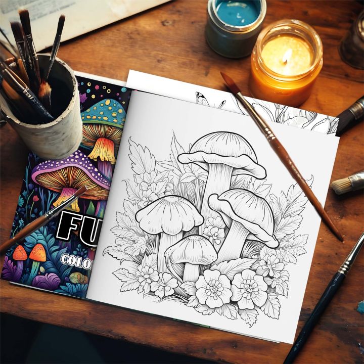 Fungi%20Coloring%20Book%2024%20Page%20Books%20Gift%20For%20Birthday%20Party%20Relieve%20Stress%20Kill%20Time%20Graffiti%20Painting%20Drawing%20Art%20-%20Image%203