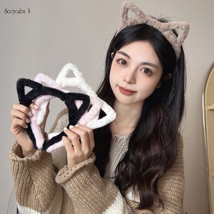Fashion Women Girls Cute Plush Cat Ear Headband Autumn Winter Cartoon Lovely Furry Non-slip Hair Hoop Costume Party Headwear Hair Accessories