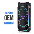 NDR-1808 Partybox 8-Inch 100W High Power Portable Party Bluetooth Speaker Dual Wireless Microphone Built-in Battery Portable MP3 MP5 Player with Sound-Activated LED Subwoofer Blue Tooth Music Outdoor Activities Speakers. 