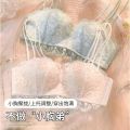 TZ Arrival Rimless Back Lace Underwear Women's Upper Bracing Adjustable Parammary Small Chest Push-Up Bra Set. 