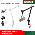 BOMGE Boom Arm Mic Stand - Adjustable Heavy Duty  Suspension Boom Scissor Arm Stand with Cable Management Channels, Desk Clamp for Podcasts, Streaming, Gaming, Home Office, Recording. 