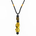 Feng Shui Pi Xiu Pendant Necklace -Bring Wealth Good Luck Charm Necklace -Chinese Feng Shui Faith Obsidian Stone Beads Necklace. 