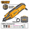 INGCO Mg13328 Mini Grinder/Mini Drill/ Rotary Tool Set/DIY Grinder/DIY Craft Tool Set 130 W With 110 Pcs Accessories. 