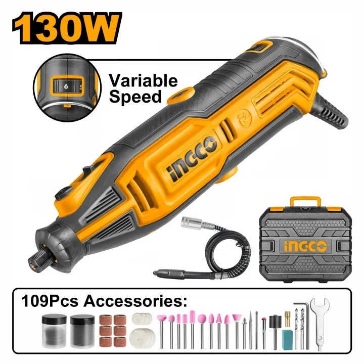INGCO%20Mg13328%20Mini%20Grinder/Mini%20Drill/%20Rotary%20Tool%20Set/DIY%20Grinder/DIY%20Craft%20Tool%20Set%20130%20W%20With%20110%20Pcs%20Accessories%20-%20Image%202