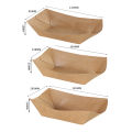 10Pcs Disposable Kraft Paper Boats Plates Tray Sushi Boat Box Coated Oil-Proof Paper Box Fried Food Packaging Box Party Supplies. 