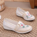 【ZIME】2024cb Summer Mesh Shoes Women's Wedge Embroidered Shoes Old Beijing Cloth Shoes Women's Shoes Breathable Chinese Ancient Style Women's Shoes Casual. 