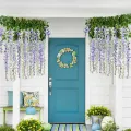 1 Piece  Vine Garland Silk Hanging Ceiling Decoration Wisteria Leaf Flower Wisteria Flower. 