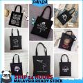 black tote bag. 