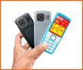 3 Sim Mobile Phone Keypad Buttons Mobile Phone HOM 1101 Phone No Camera (Blue, Black, Grey). 