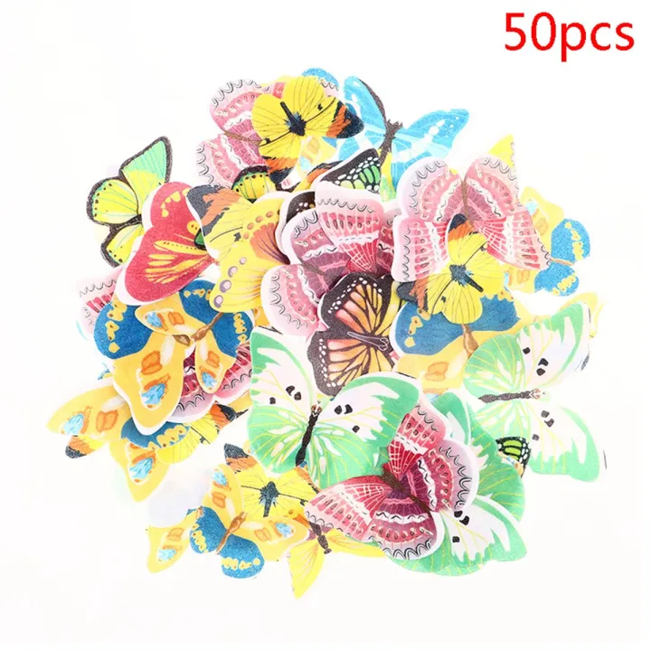 （New）Mixed Edible Flower Butterfly Wafer Rice Paper Cake Topper ...