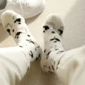 1/2pairs Milk Cow Socks for Women Kawaii Thicken Cashmere Middle Tube Sock Sweet Girls Soft Warm Korean Outwear Floor Wear Socks. 