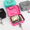 Creative Mini Lockable Cash Box Metal Sturdy Construction Lock Box with Key with Handle Home Use. 