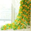 230cm Silk Artificial Flowers Sunflowers Ivy Vine Plastic Flowers for Home Decoration Summer Rattan String Hanging Leaves. 