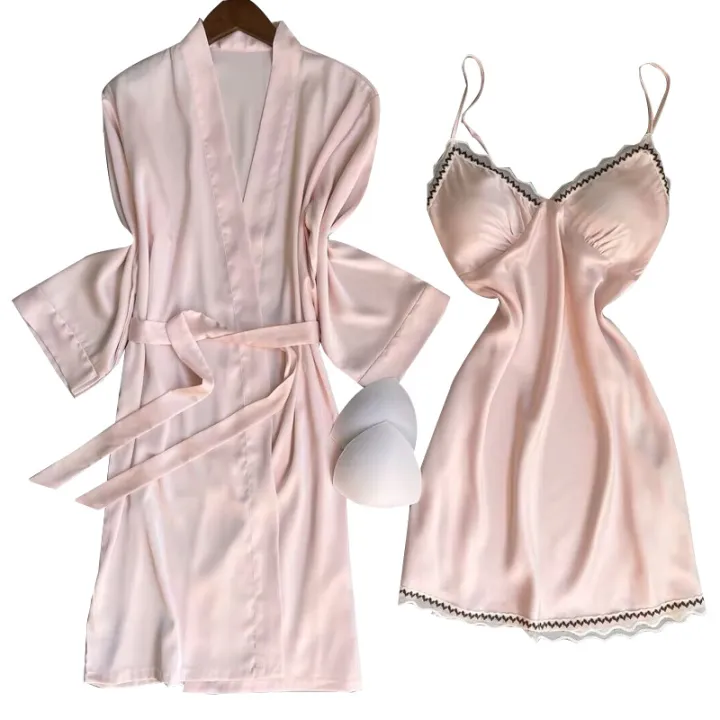 SYQ%20Solid%20Color%20Wavy%20Lace%20Sling%20Silk%20Nightgown%20Thin%20Fairy%20Two-Piece%20Nightgown%20Pad%20For%20Women%20-%20Image%207