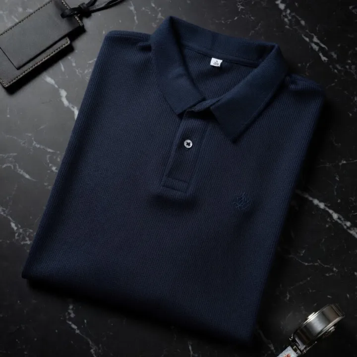 Men%20Navy%20Blue%20Polo%20T-Shirt%20%7C%20Premium%20Cotton%20Pique%20%7C%20Casual%20Regular%20Fit%20-%20Image%203