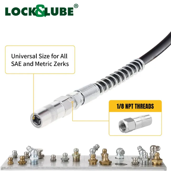 Grease%20Gun%20Flexible%20Hose%20with%20Coupler%20&%20Spring%20Protector%20-%2018"%20-%20450mm%20-%20Image%203